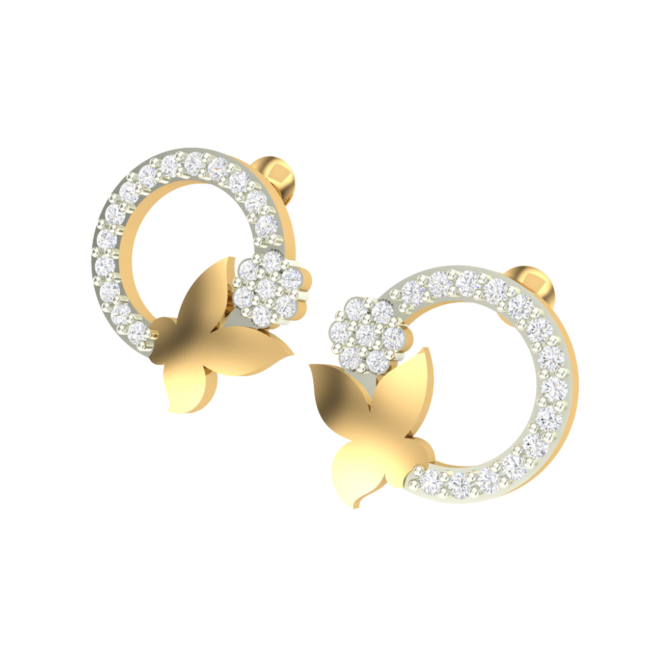 Butterfly Design Diamond Stud Earrings